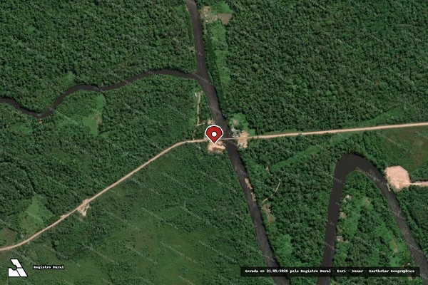 Imagem de satélite de Infração Ambiental em Mazagão - AP (marcador da localização)