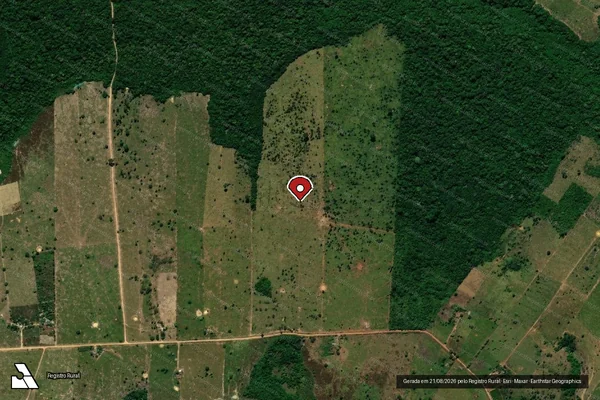 Imagem de satélite de Infração Ambiental em Machadinho D'Oeste - RO (marcador da localização)