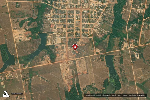 Imagem de satélite de Infração Ambiental em Apiacás - MT (marcador da localização)