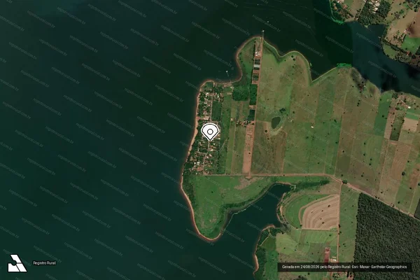 Imagem de satélite de Infração Ambiental em Rubinéia - SP (marcador da localização)