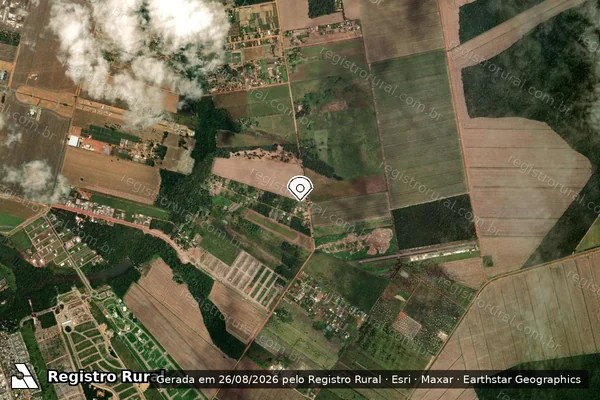 Imagem de satélite de Infração Ambiental em Sinop - MT (marcador da localização)