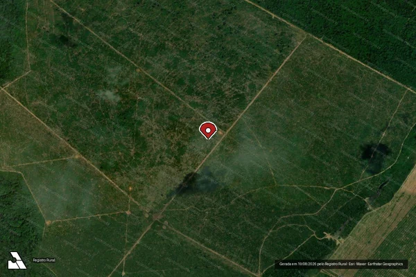 Imagem de satélite de Infração Ambiental em Marcelândia - MT (marcador da localização)