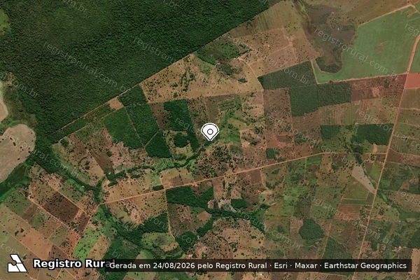 Imagem de satélite de Infração Ambiental em Mundo Novo - GO (marcador da localização)