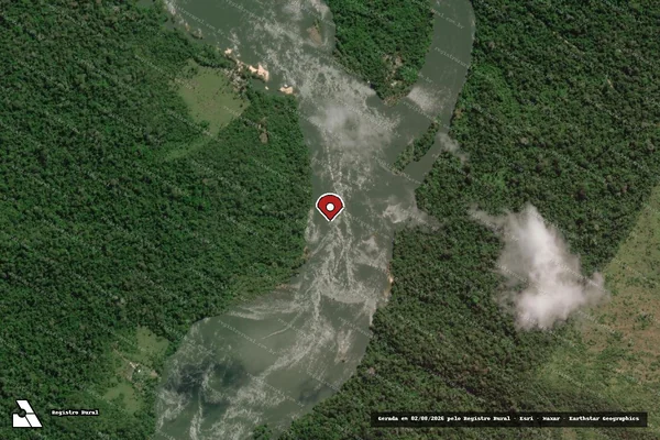 Imagem de satélite de Infração referente a Qualidade Ambiental em Apiacás - MT (marcador da localização)