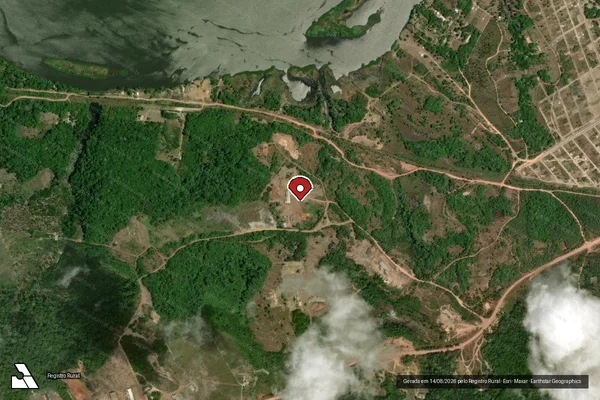 Imagem de satélite de Infração Ambiental em Porto Grande - AP (marcador da localização)
