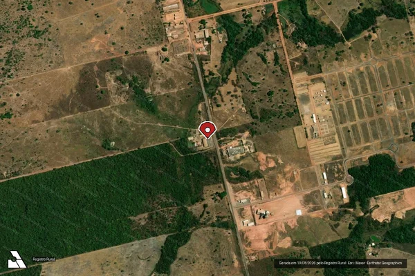 Imagem de satélite de Infração Ambiental em Vila Rica - MT (marcador da localização)
