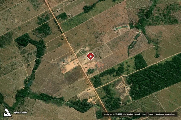 Imagem de satélite de Infração da Flora em Colniza - MT (marcador da localização)