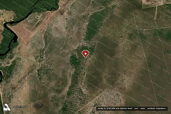 Imagem de satélite de Infração Ambiental em Cocalinho - MT (marcador da localização)