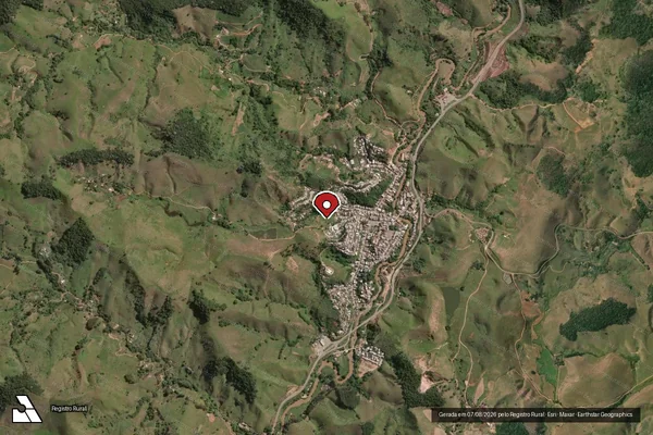 Imagem de satélite de Infração Ambiental em Miradouro - MG (marcador da localização)