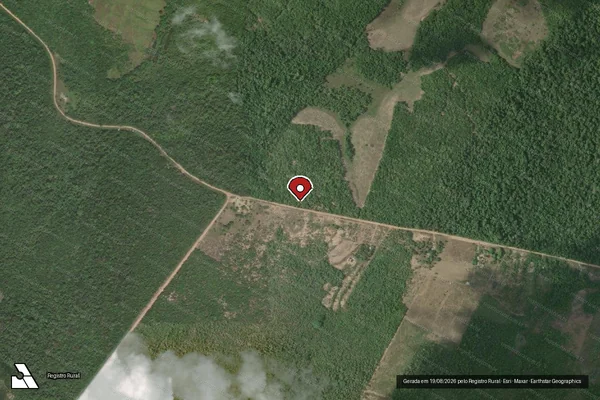 Imagem de satélite de Infração Ambiental em Cantá - RR (marcador da localização)