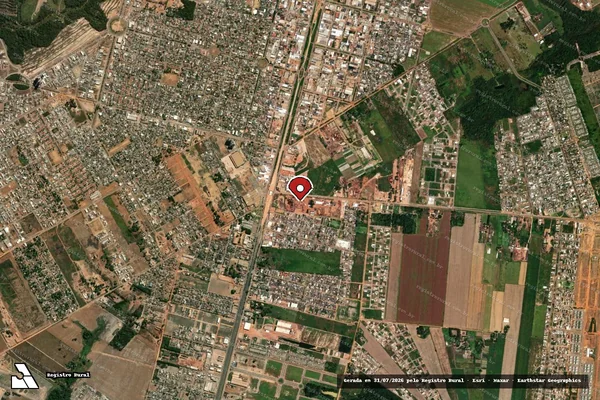 Imagem de satélite de Infração Ambiental em Sinop - MT (marcador da localização)