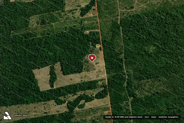 Imagem de satélite de Infração da Flora em Paranaíta - MT (marcador da localização)