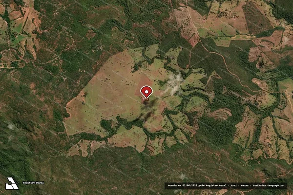 Imagem de satélite de Infração Ambiental em Ponte Branca - MT (marcador da localização)