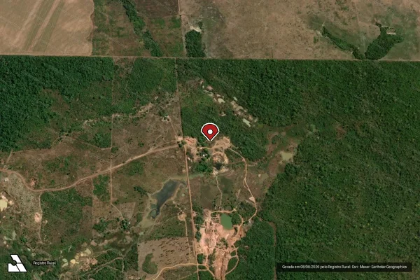 Imagem de satélite de Infração Ambiental em Santana do Araguaia - PA (marcador da localização)