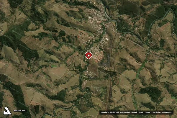 Imagem de satélite de Infração Ambiental em Jeceaba - MG (marcador da localização)