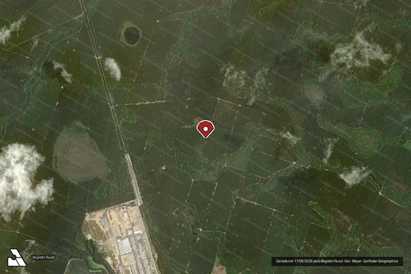 Imagem de satélite de Infração Ambiental em São Mateus - ES (marcador da localização)