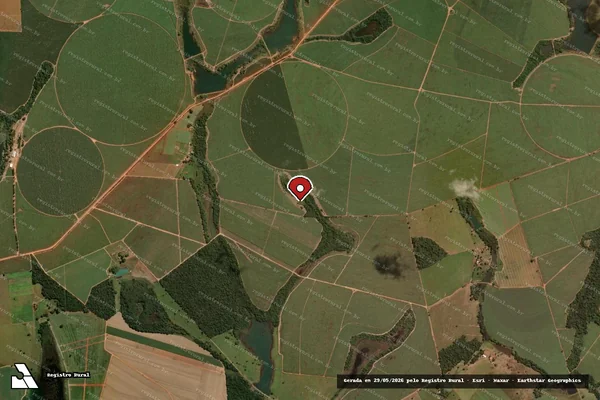 Imagem de satélite de Infração Ambiental em Itumbiara - GO (marcador da localização)