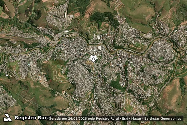 Imagem de satélite de Infração da Fauna em Muriaé - MG (marcador da localização)