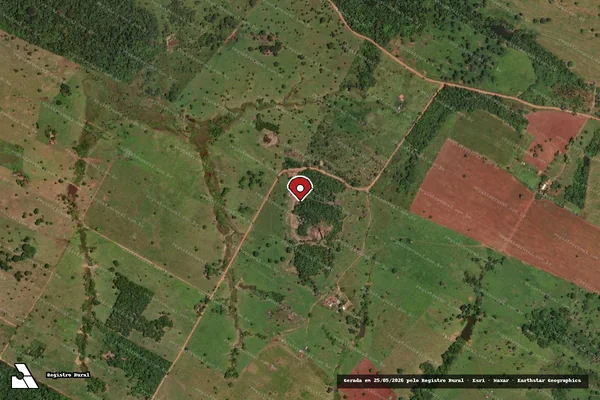 Imagem de satélite de Infração Ambiental em Juara - MT (marcador da localização)