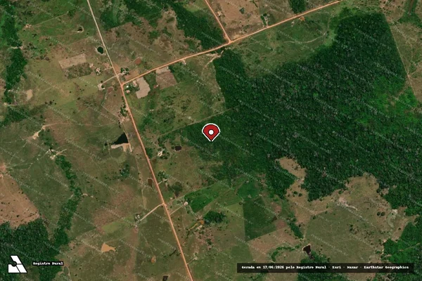 Imagem de satélite de Infração da Flora em Acrelândia - AC (marcador da localização)