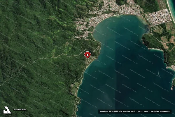 Imagem de satélite de Infração Ambiental em Governador Celso Ramos - SC (marcador da localização)