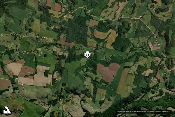 Imagem de satélite de Infração da Flora em Segredo - RS (marcador da localização)
