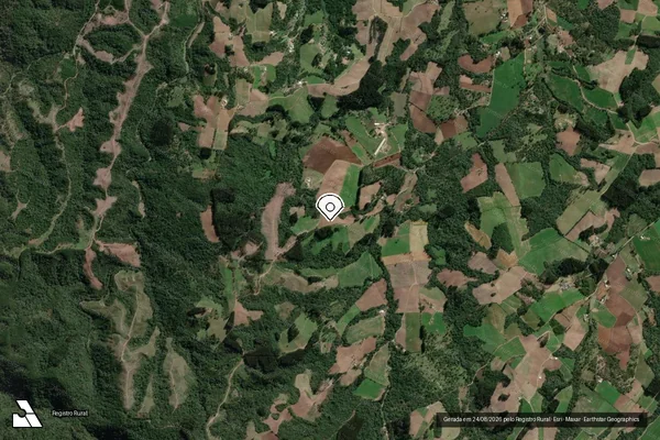 Imagem de satélite de Desmatamento em Bela Vista do Toldo - SC (marcador da localização)