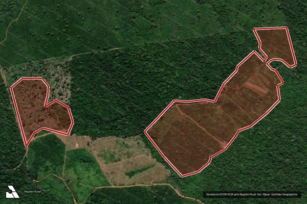 Imagem de satélite — Embargo IBAMA — Infração da Flora - Trairão/PA