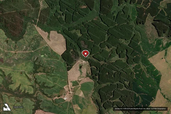 Imagem de satélite de Infração referente a Qualidade Ambiental em Pedras Altas - RS (marcador da localização)