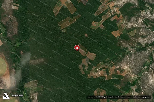 Imagem de satélite de Infração Ambiental em Ibicoara - BA (marcador da localização)