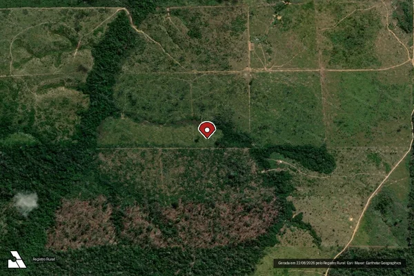 Imagem de satélite de Infração Ambiental em Colniza - MT (marcador da localização)