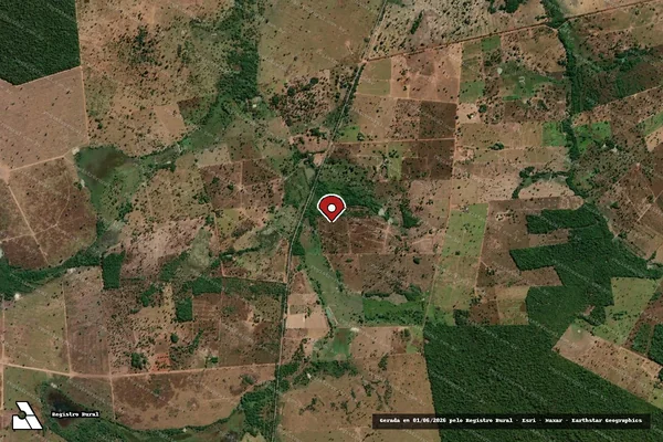 Imagem de satélite de Infração Ambiental em Mundo Novo - GO (marcador da localização)