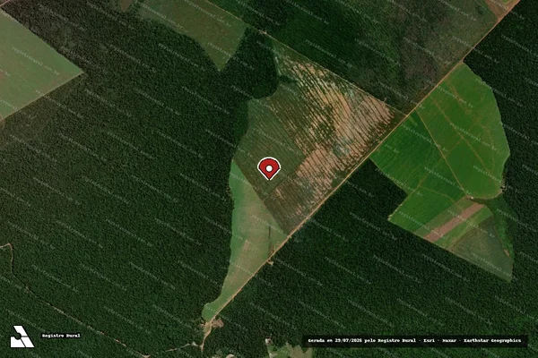 Imagem de satélite de Infração da Flora em Nova Maringá - MT (marcador da localização)