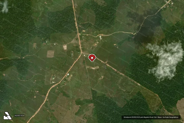 Imagem de satélite de Desmatamento em Cruzeiro do Sul - AC (marcador da localização)