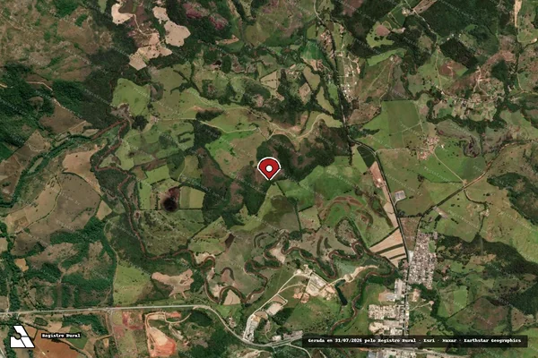 Imagem de satélite de Infração da Fauna em Faria Lemos - MG (marcador da localização)
