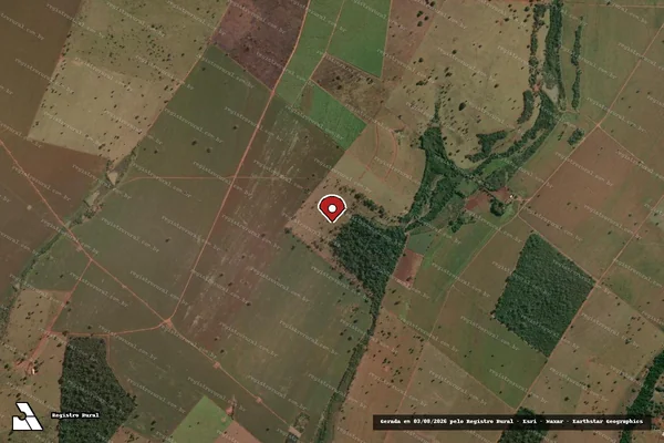 Imagem de satélite de Infração da Flora em Paranaiguara - GO (marcador da localização)
