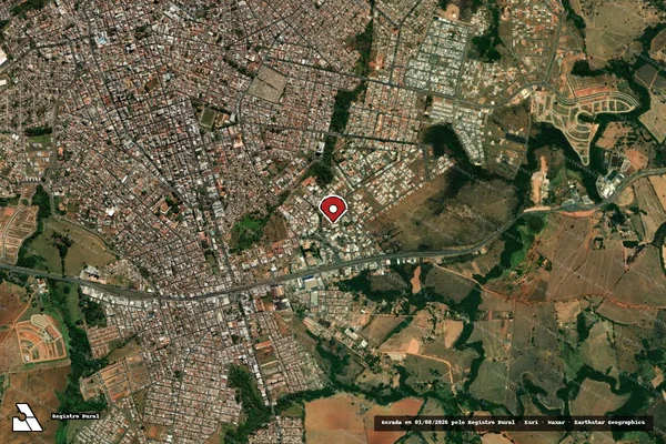 Imagem de satélite de Infração Ambiental em Passos - MG (marcador da localização)