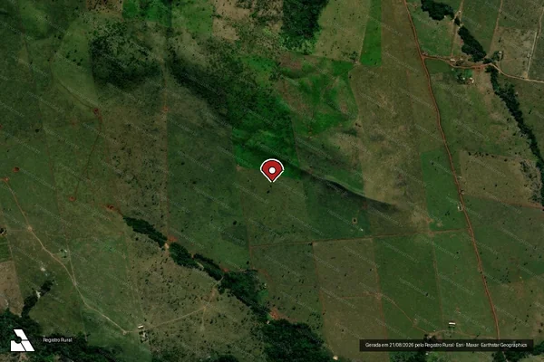 Imagem de satélite de Infração da Flora em Juína - MT (marcador da localização)