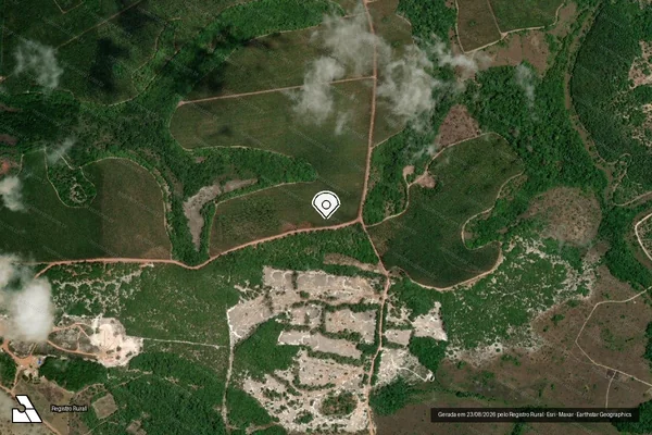 Imagem de satélite de Infração Ambiental em Porto Grande - AP (marcador da localização)
