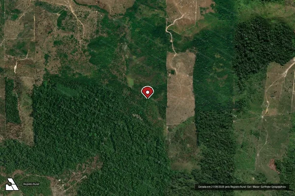 Imagem de satélite de Infração da Flora em Cotriguaçu - MT (marcador da localização)