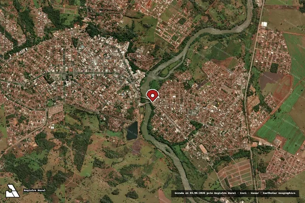 Imagem de satélite de Infração Ambiental em Rialma - GO (marcador da localização)
