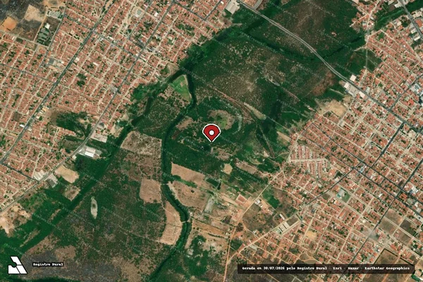 Imagem de satélite de Infração Ambiental em Mossoró - RN (marcador da localização)