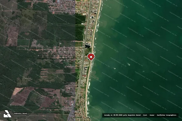 Imagem de satélite de Infração referente a Qualidade Ambiental em Barra Velha - SC (marcador da localização)