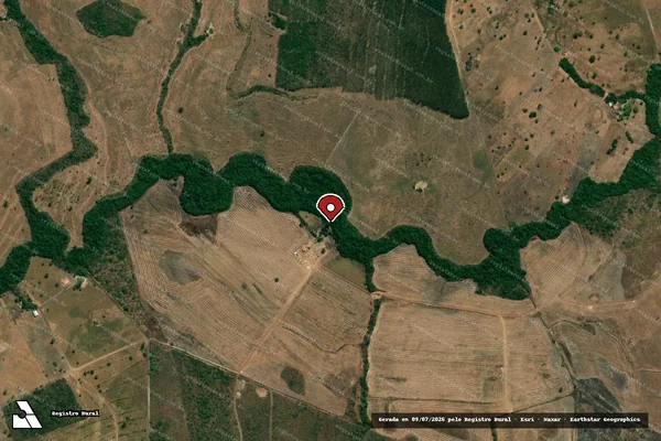 Imagem de satélite de Infração Ambiental em Bom Jesus do Tocantins - TO (marcador da localização)