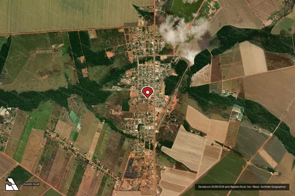 Imagem de satélite de Infração Ambiental em Nova Marilândia - MT (marcador da localização)