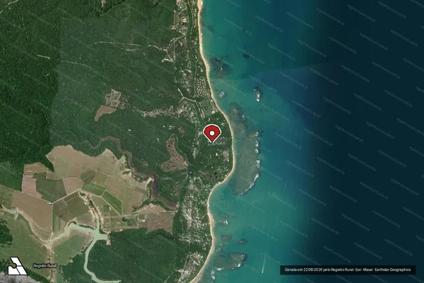 Imagem de satélite de Infração Ambiental em Porto Seguro - BA (marcador da localização)