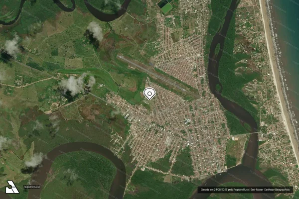 Imagem de satélite de Infração Ambiental em Canavieiras - BA (marcador da localização)