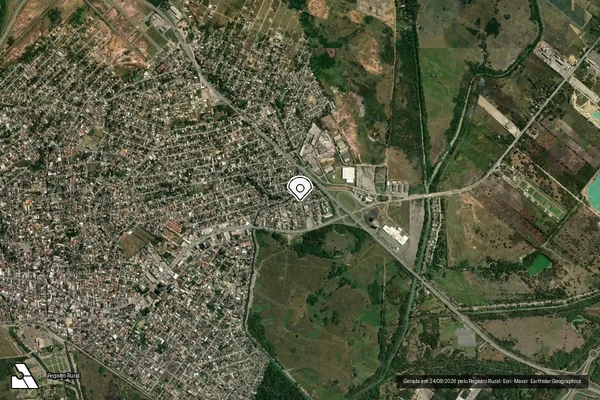 Imagem de satélite de Infração Ambiental em Itaguaí - RJ (marcador da localização)