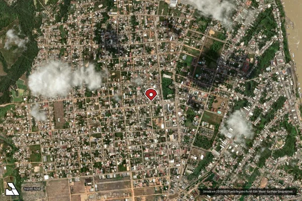 Imagem de satélite de Infração Ambiental em Humaitá - AM (marcador da localização)