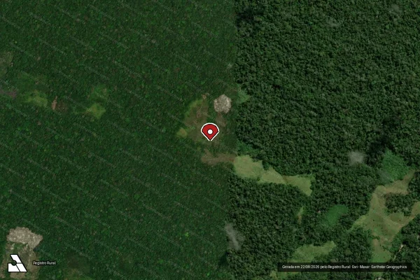 Imagem de satélite de Desmatamento em Tarauacá - AC (marcador da localização)
